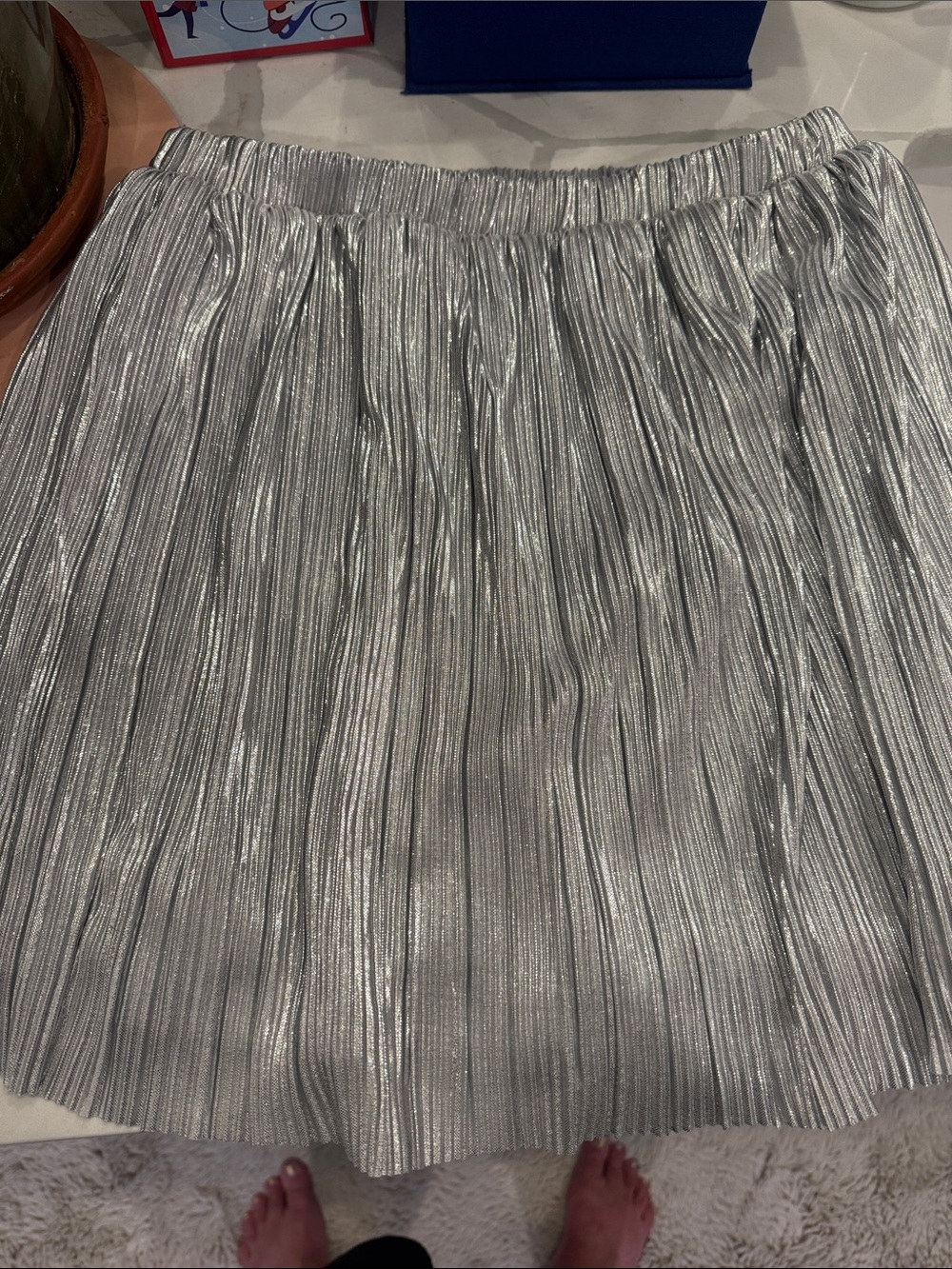 wonder nation Silver Metallic Pleated Skirt
